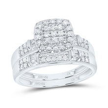 Load image into Gallery viewer, 14K White Gold Diamond Cushion Trio Ring Set 3/4 Cttw - Splendid Jewellery