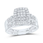 14K White Gold Diamond Cushion Trio Ring Set 3/4 Cttw - Splendid Jewellery