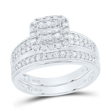 Load image into Gallery viewer, 14K White Gold Diamond Cushion Trio Ring Set 3/4 Cttw - Splendid Jewellery