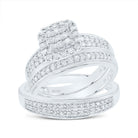 14K White Gold Diamond Cushion Trio Ring Set 3/4 Cttw - Splendid Jewellery
