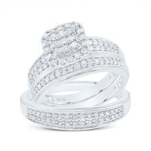 Load image into Gallery viewer, 14K White Gold Diamond Cushion Trio Ring Set 3/4 Cttw - Splendid Jewellery