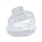 14K White Gold Diamond Cushion Trio Ring Set 3/4 Cttw - Splendid Jewellery