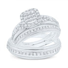 14K White Gold Diamond Cushion Trio Ring Set 3/4 Cttw - Splendid Jewellery