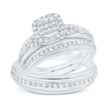 Load image into Gallery viewer, 14K White Gold Diamond Cushion Trio Ring Set 3/4 Cttw - Splendid Jewellery