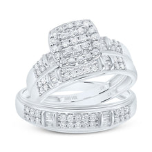 Load image into Gallery viewer, 14K White Gold Diamond Cushion Trio Ring Set 3/4 Cttw - Splendid Jewellery