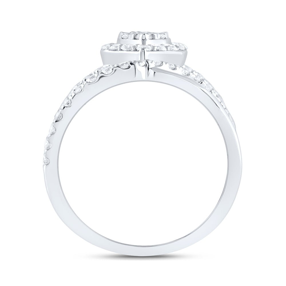 14K White Gold Diamond Designer Ring 1 1/2 Cttw - Splendid Jewellery