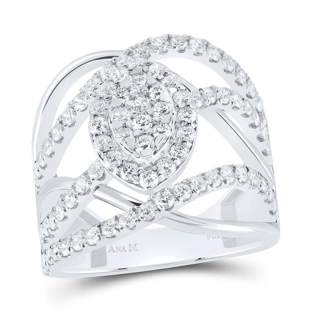 14K White Gold Diamond Designer Ring 1 1/2 Cttw - Splendid Jewellery
