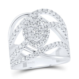 14K White Gold Diamond Designer Ring 1 1/2 Cttw - Splendid Jewellery