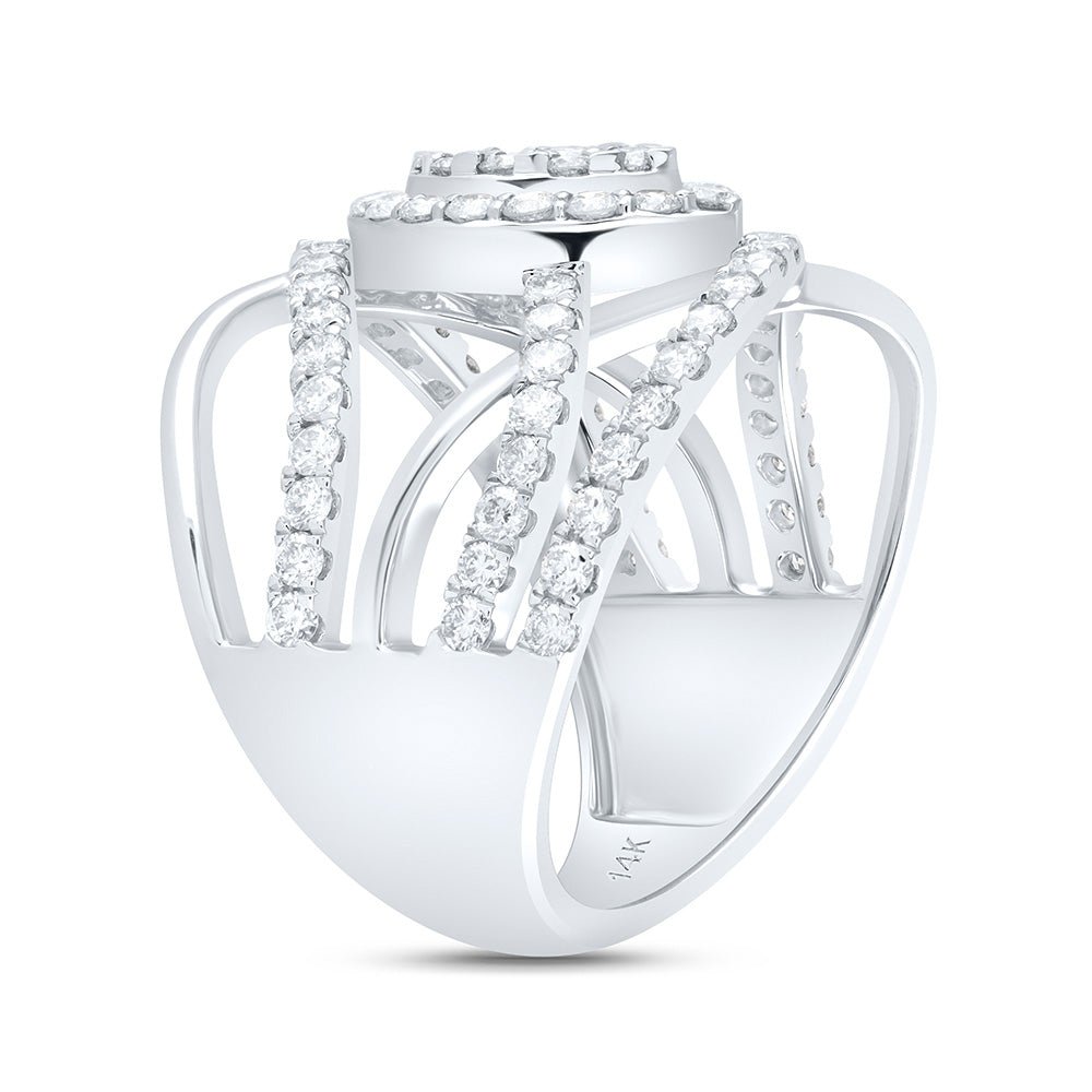 14K White Gold Diamond Designer Ring 1 1/2 Cttw - Splendid Jewellery