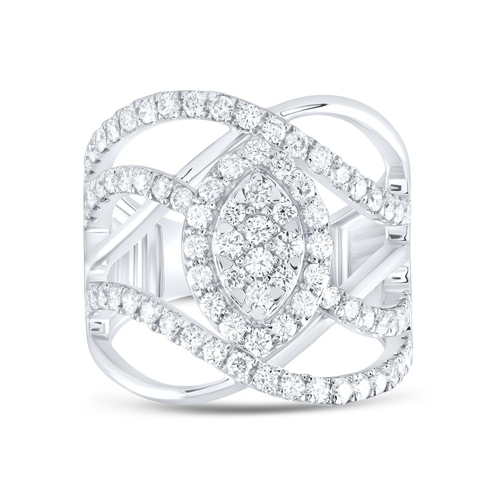 14K White Gold Diamond Designer Ring 1 1/2 Cttw - Splendid Jewellery