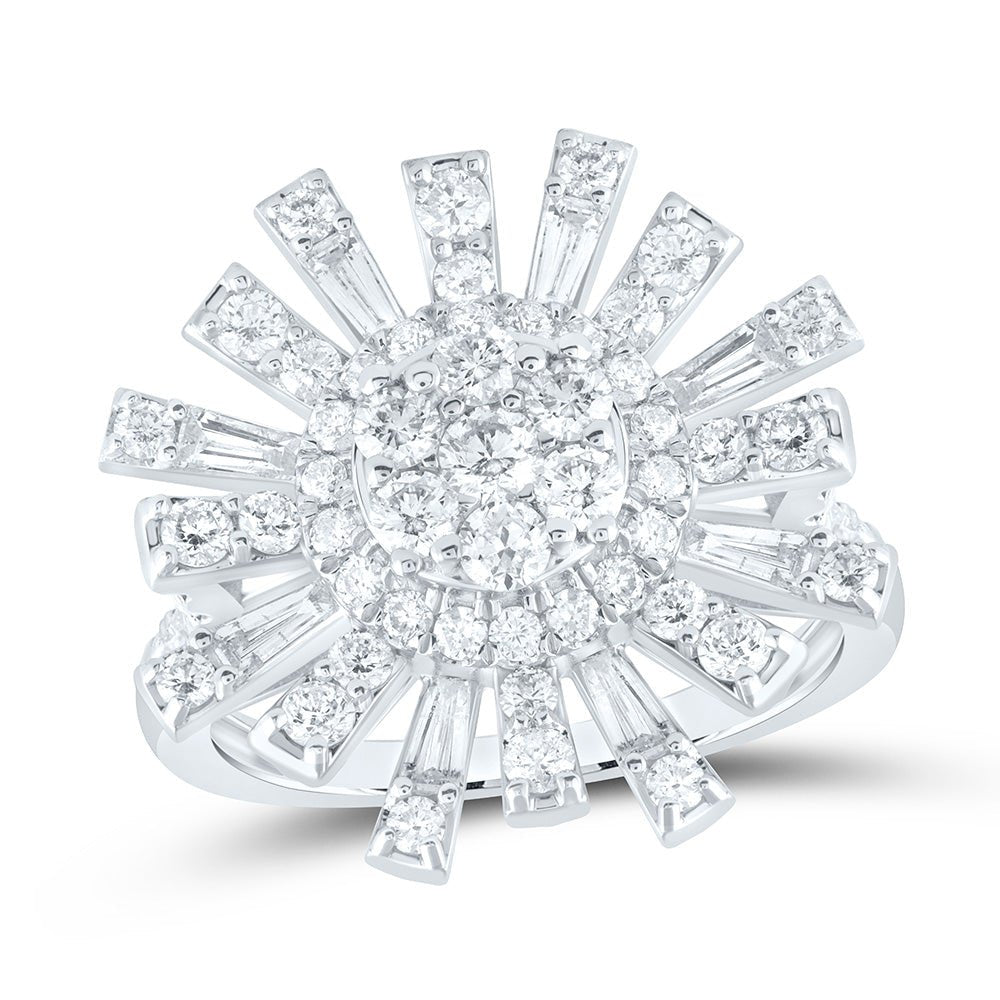 14K White Gold Diamond Designer Ring 1 3/4 Cttw - Splendid Jewellery