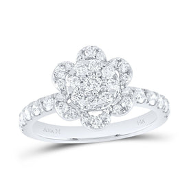 14K White Gold Diamond Designer Ring 1 Cttw - Splendid Jewellery