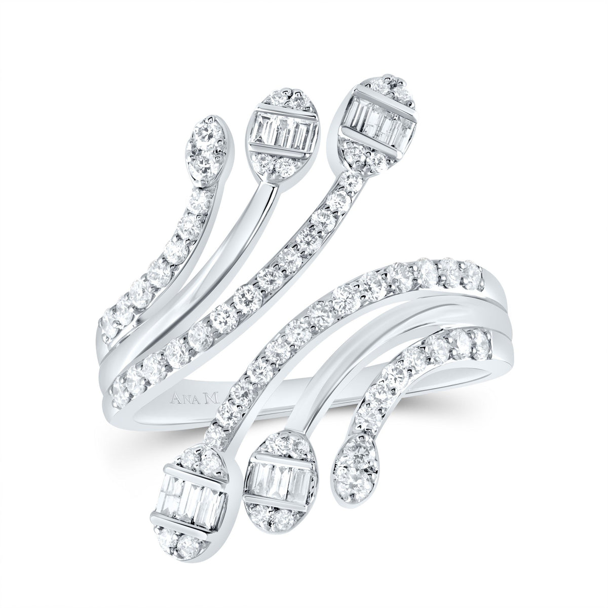 14K White Gold Diamond Designer Ring 3/4 Cttw - Splendid Jewellery