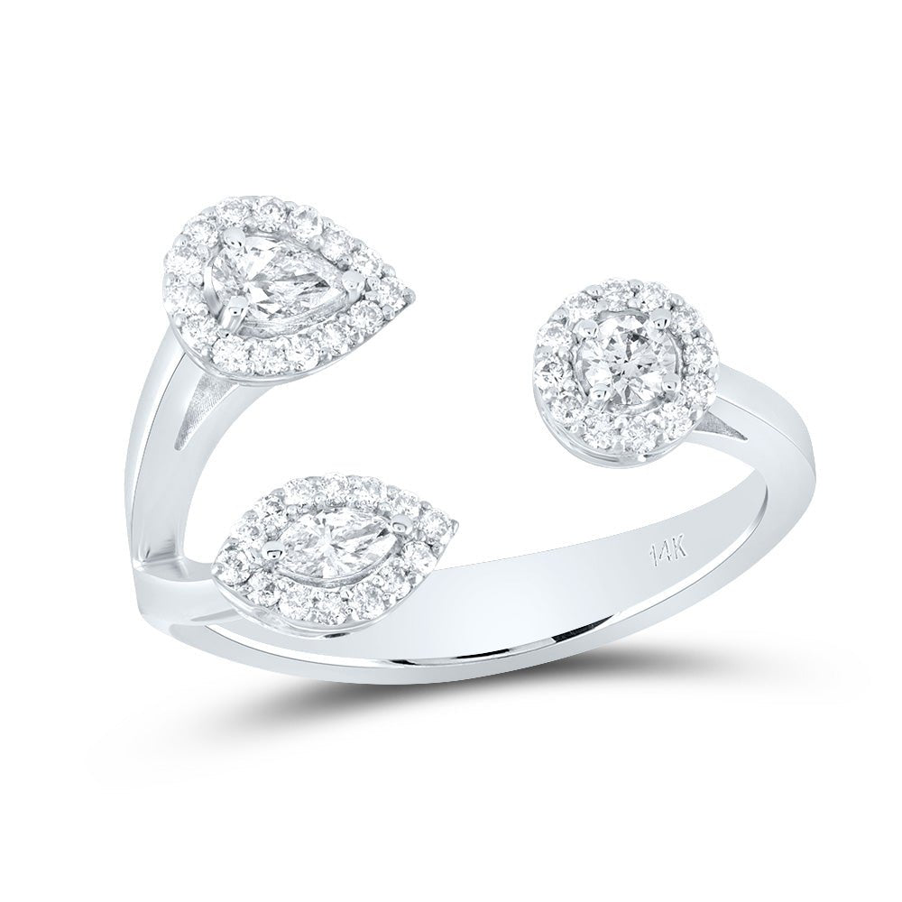14K White Gold Diamond Designer Ring 3/8 Cttw - Splendid Jewellery