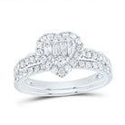 14K White Gold Diamond Diana Heart Bridal Set 5/8 Cttw - Splendid Jewellery