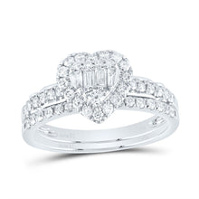 Load image into Gallery viewer, 14K White Gold Diamond Diana Heart Bridal Set 5/8 Cttw - Splendid Jewellery