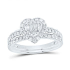 14K White Gold Diamond Diana Heart Bridal Set 5/8 Cttw - Splendid Jewellery
