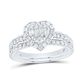 14K White Gold Diamond Diana Heart Bridal Set 5/8 Cttw - Splendid Jewellery