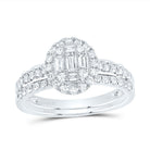 14K White Gold Diamond Diana Oval Bridal Set 3/4 Cttw - Splendid Jewellery