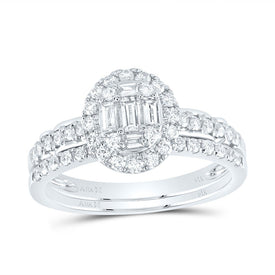 14K White Gold Diamond Diana Oval Bridal Set 3/4 Cttw - Splendid Jewellery