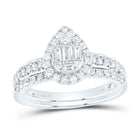 14K White Gold Diamond Diana Pear Bridal Set 3/4 Cttw - Splendid Jewellery