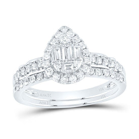14K White Gold Diamond Diana Pear Bridal Set 3/4 Cttw - Splendid Jewellery