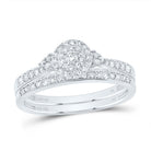 14K White Gold Diamond Double Halo Bridal Set 1/2 Cttw - Splendid Jewellery