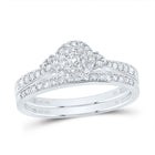 14K White Gold Diamond Double Halo Bridal Set 1/2 Cttw - Splendid Jewellery