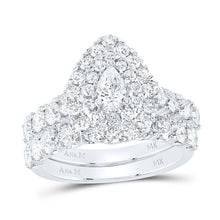 Load image into Gallery viewer, 14K White Gold Diamond Double Halo Bridal Set 2 7/8 Cttw - Splendid Jewellery