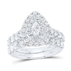 14K White Gold Diamond Double Halo Bridal Set 2 7/8 Cttw - Splendid Jewellery