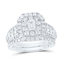 Load image into Gallery viewer, 14K White Gold Diamond Double Halo Bridal Set 2 Cttw - Splendid Jewellery