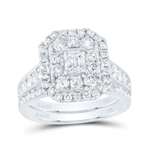 Load image into Gallery viewer, 14K White Gold Diamond Double Halo Bridal Set 2 Cttw - Splendid Jewellery