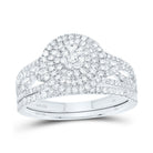 14K White Gold Diamond Double Halo Bridal Set 3/4 Cttw - Splendid Jewellery