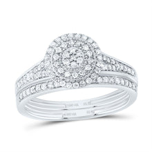 Load image into Gallery viewer, 14K White Gold Diamond Double Halo Bridal Set 3/8 Cttw - Splendid Jewellery