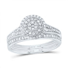 14K White Gold Diamond Double Halo Bridal Set 3/8 Cttw - Splendid Jewellery