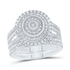 14K White Gold Diamond Double Halo Bridal Set 5/8 Cttw - Splendid Jewellery