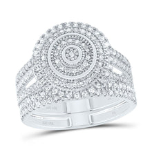 Load image into Gallery viewer, 14K White Gold Diamond Double Halo Bridal Set 5/8 Cttw - Splendid Jewellery