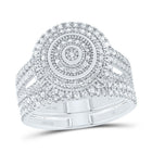 14K White Gold Diamond Double Halo Bridal Set 5/8 Cttw - Splendid Jewellery