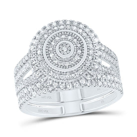 14K White Gold Diamond Double Halo Bridal Set 5/8 Cttw - Splendid Jewellery