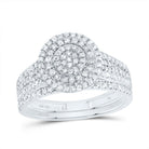 14K White Gold Diamond Double Halo Bridal Set 5/8 Cttw - Splendid Jewellery