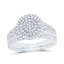 Load image into Gallery viewer, 14K White Gold Diamond Double Halo Bridal Set 5/8 Cttw - Splendid Jewellery