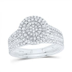 14K White Gold Diamond Double Halo Bridal Set 5/8 Cttw - Splendid Jewellery