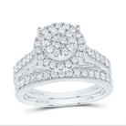 14K White Gold Diamond Double Halo Bridal Set 7/8 Cttw - Splendid Jewellery