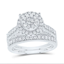 Load image into Gallery viewer, 14K White Gold Diamond Double Halo Bridal Set 7/8 Cttw - Splendid Jewellery