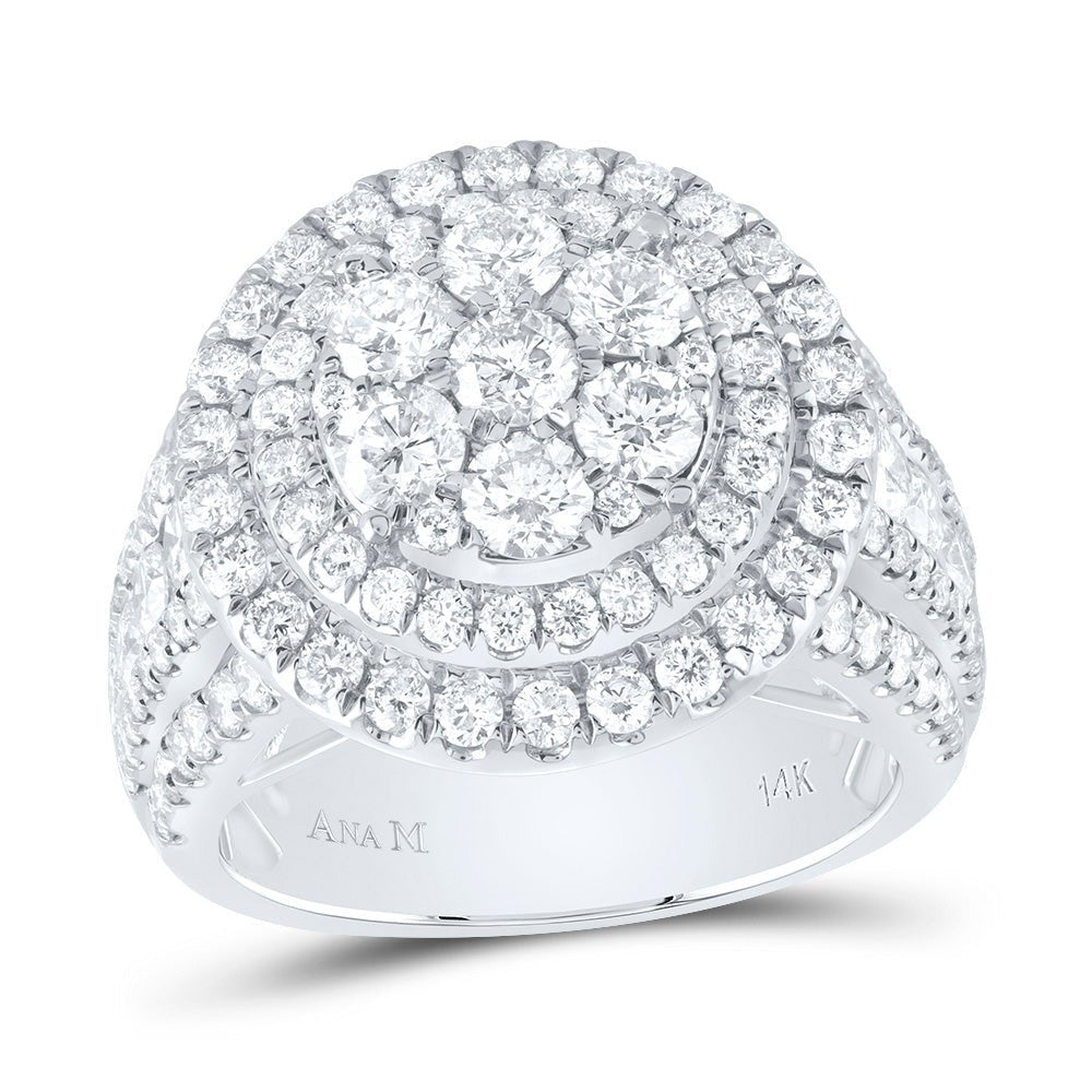 14K White Gold Diamond Double Halo Fashion Bridal Ring 3 Cttw - Splendid Jewellery