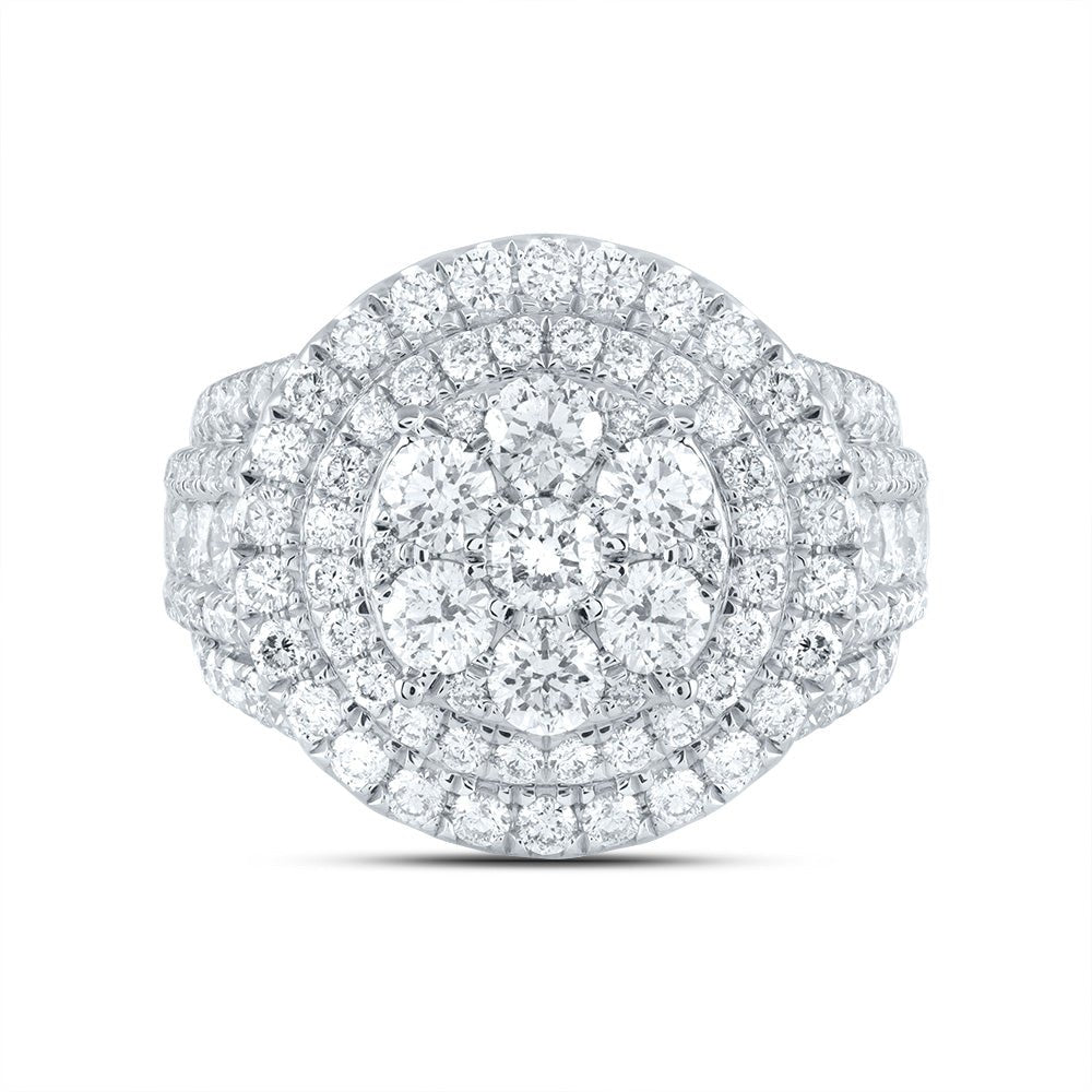 14K White Gold Diamond Double Halo Fashion Bridal Ring 3 Cttw - Splendid Jewellery