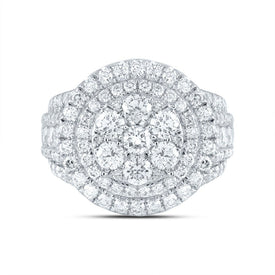 14K White Gold Diamond Double Halo Fashion Bridal Ring 3 Cttw - Splendid Jewellery