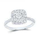14K White Gold Diamond Elite Cushion Single Halo Bridal Ring 1 Cttw - Splendid Jewellery