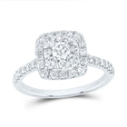 14K White Gold Diamond Elite Cushion Single Halo Bridal Ring 1 Cttw - Splendid Jewellery