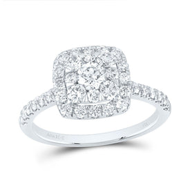 14K White Gold Diamond Elite Cushion Single Halo Bridal Ring 1 Cttw - Splendid Jewellery